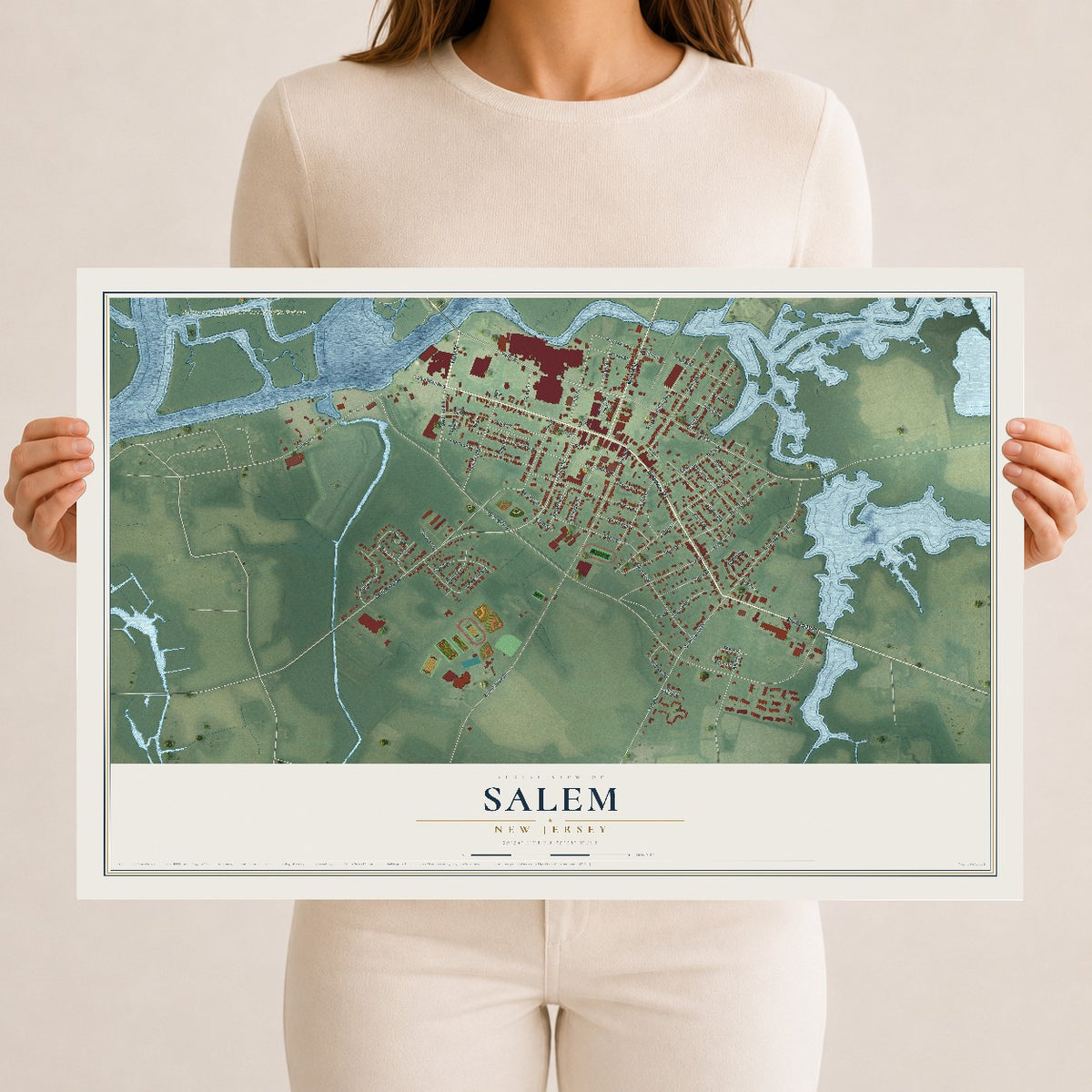 Salem, New Jersey map print, 12" x 18" Archival Matte Print mockup