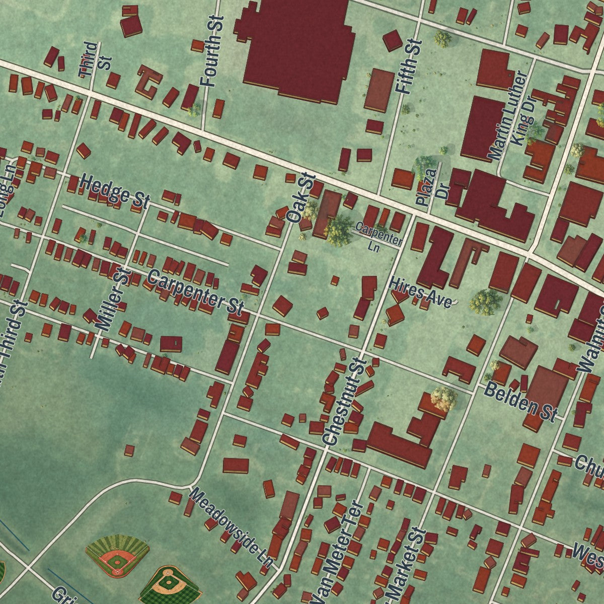 Close-up 1 of the Salem, New Jersey map artwork