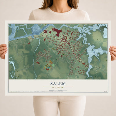 Salem, New Jersey map print, 18" x 24" Archival Matte Print mockup