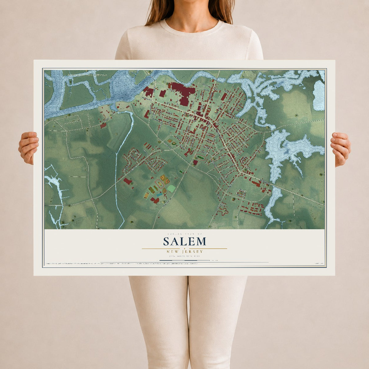 Salem, New Jersey map print, 24" x 36" Archival Matte Print mockup