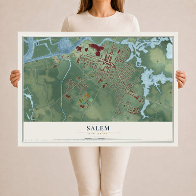 Salem, New Jersey map print, 24" x 36" Archival Matte Print mockup
