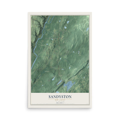 Sandyston, New Jersey map print, 12" x 18" Archival Matte Print mockup