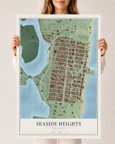 Seaside Heights, New Jersey map print, 24" x 36" Archival Matte Print mockup