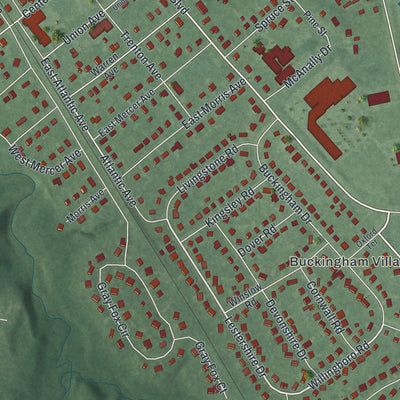 Close-up of the map of Sewell, New Jersey print showing street and building detail