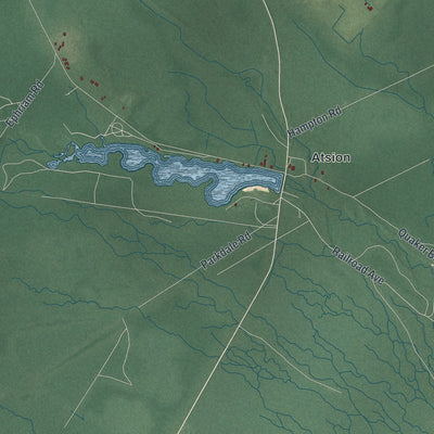 Second close-up of the map of Shamong, New Jersey print showing more streets and buildings