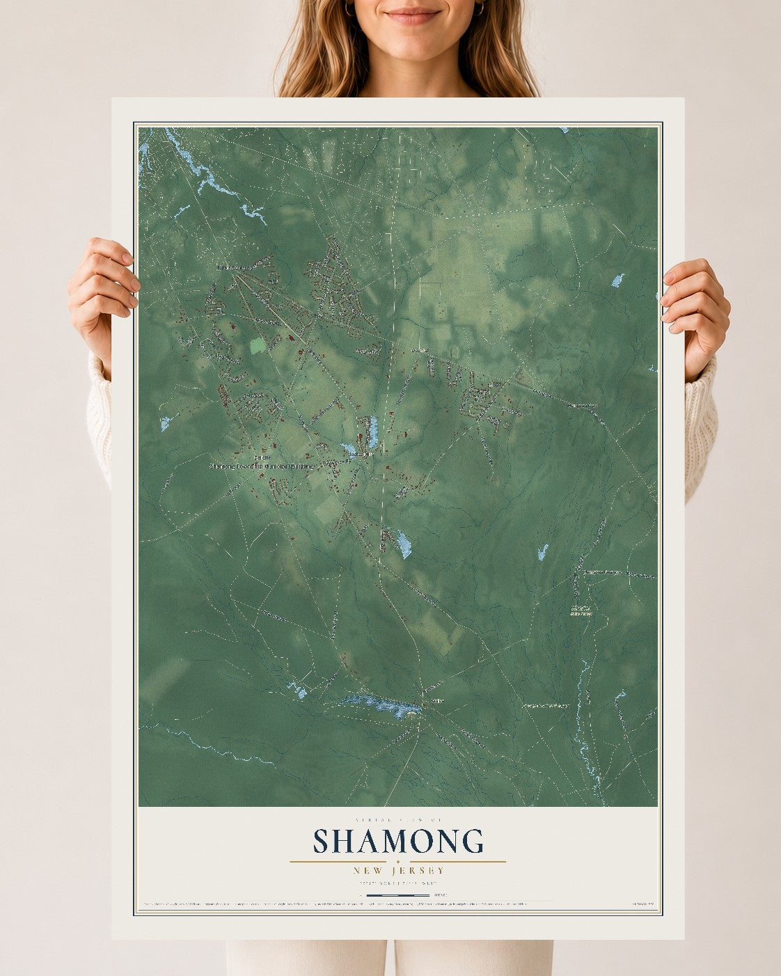 Map of Shamong, New Jersey, 24 x 36 inch unframed archival matte print
