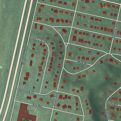 Close-up of the map of Shark River Hills, New Jersey print showing street and building detail