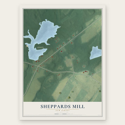 Sheppards Mill, New Jersey map print, the full design