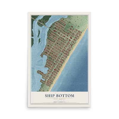 Ship Bottom, New Jersey map print, 12" x 18" Archival Matte Print mockup