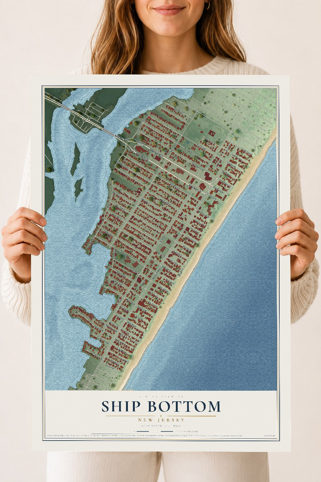 Ship Bottom, New Jersey map print, 18" x 24" Archival Matte Print mockup