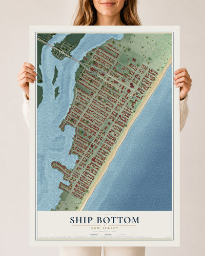 Ship Bottom, New Jersey map print, 24" x 36" Archival Matte Print mockup