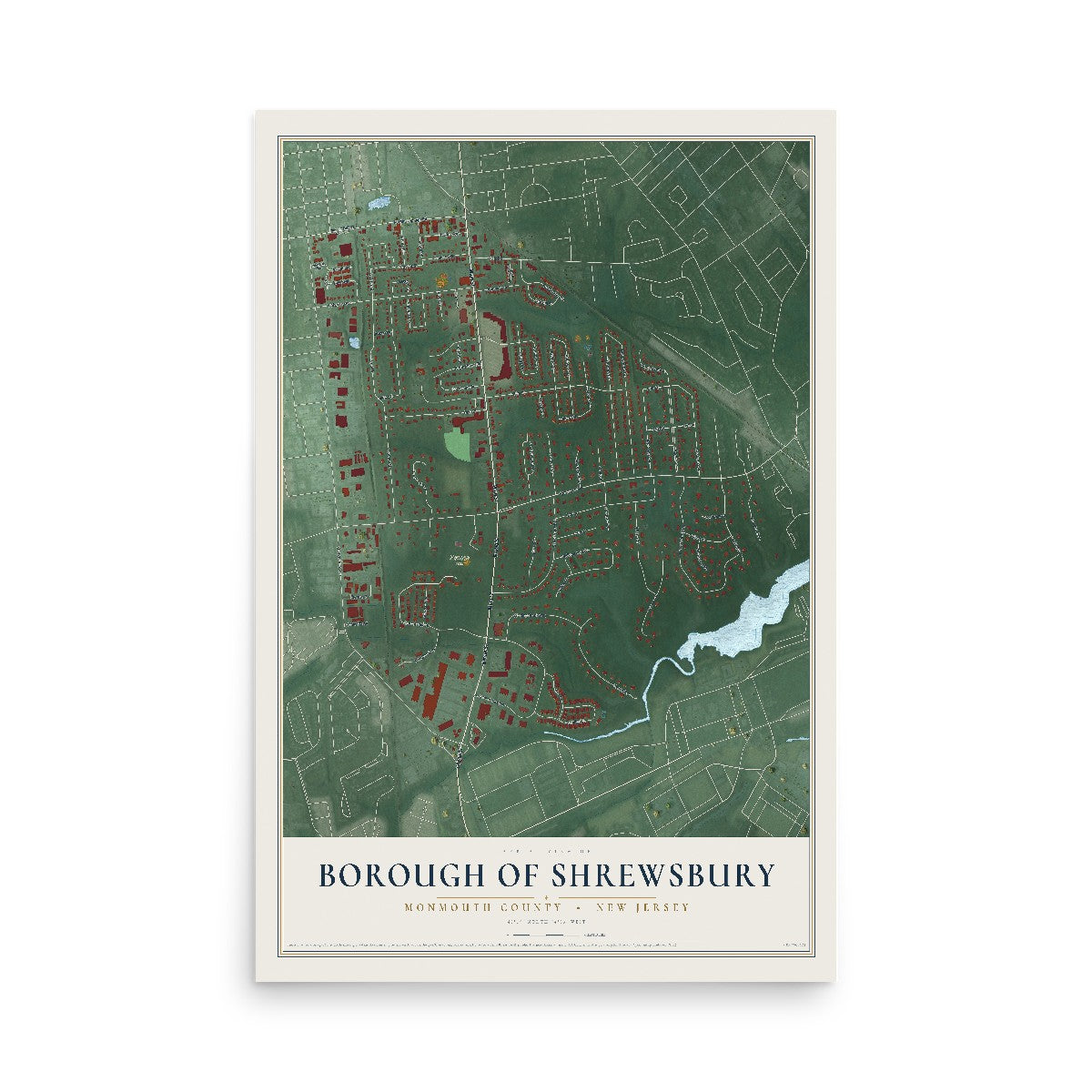 Borough of Shrewsbury, New Jersey map print, 12" x 18" Archival Matte Print mockup