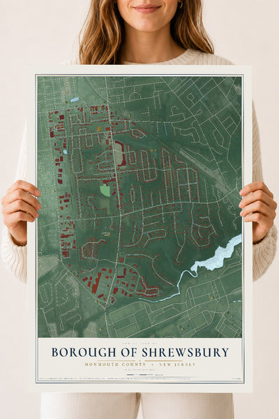 Borough of Shrewsbury, New Jersey map print, 18" x 24" Archival Matte Print mockup