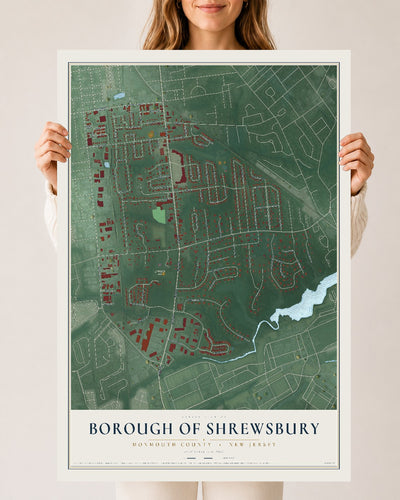 Borough of Shrewsbury, New Jersey map print, 24" x 36" Archival Matte Print mockup