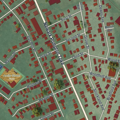Close-up of the map of Singac, New Jersey print showing street and building detail