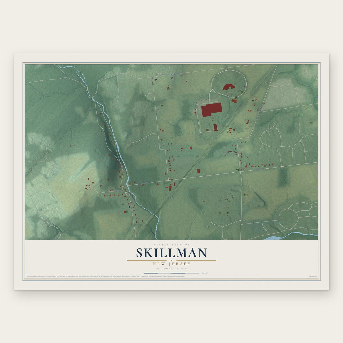Skillman, New Jersey map print, the full design