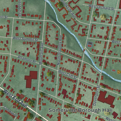 Close-up 1 of the Somerville, New Jersey map artwork