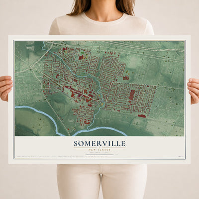 Somerville, New Jersey map print, 18" x 24" Archival Matte Print mockup