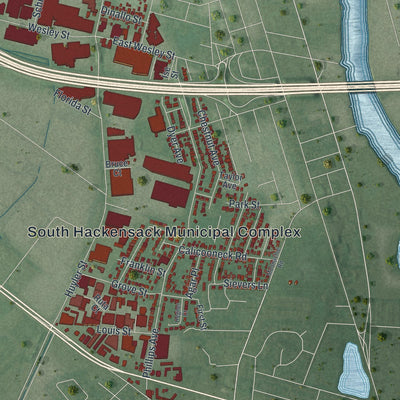 Close-up 1 of the South Hackensack, New Jersey map artwork