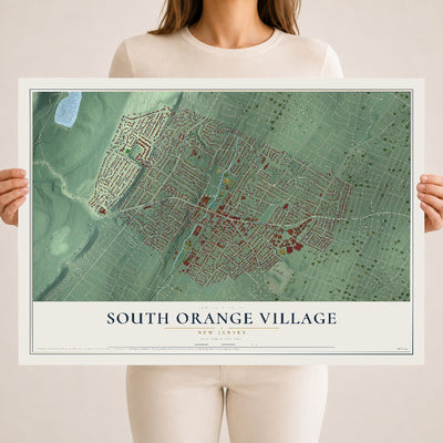 South Orange Village, New Jersey map print, 18" x 24" Archival Matte Print mockup