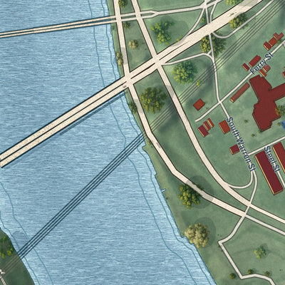 Close-up of the map of South Trenton, New Jersey print showing street and building detail