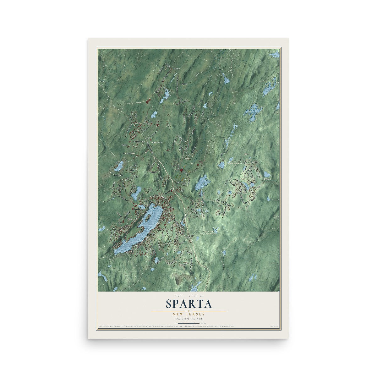 Sparta, New Jersey map print, 12" x 18" Archival Matte Print mockup