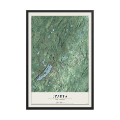 Sparta, New Jersey map print, 12" x 18" W/ Black Ayous Wood Frame mockup