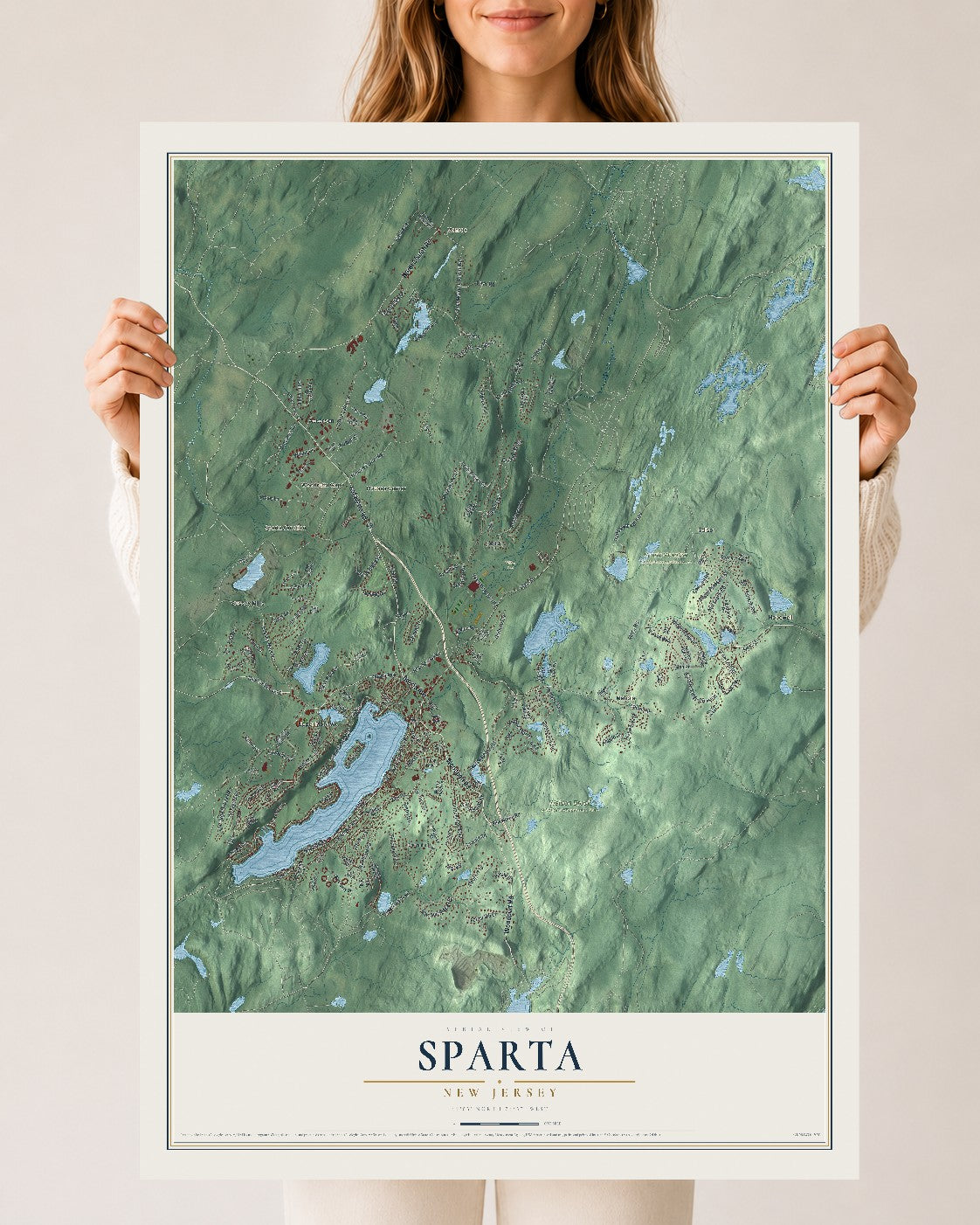 Sparta, New Jersey map print, 24" x 36" Archival Matte Print mockup