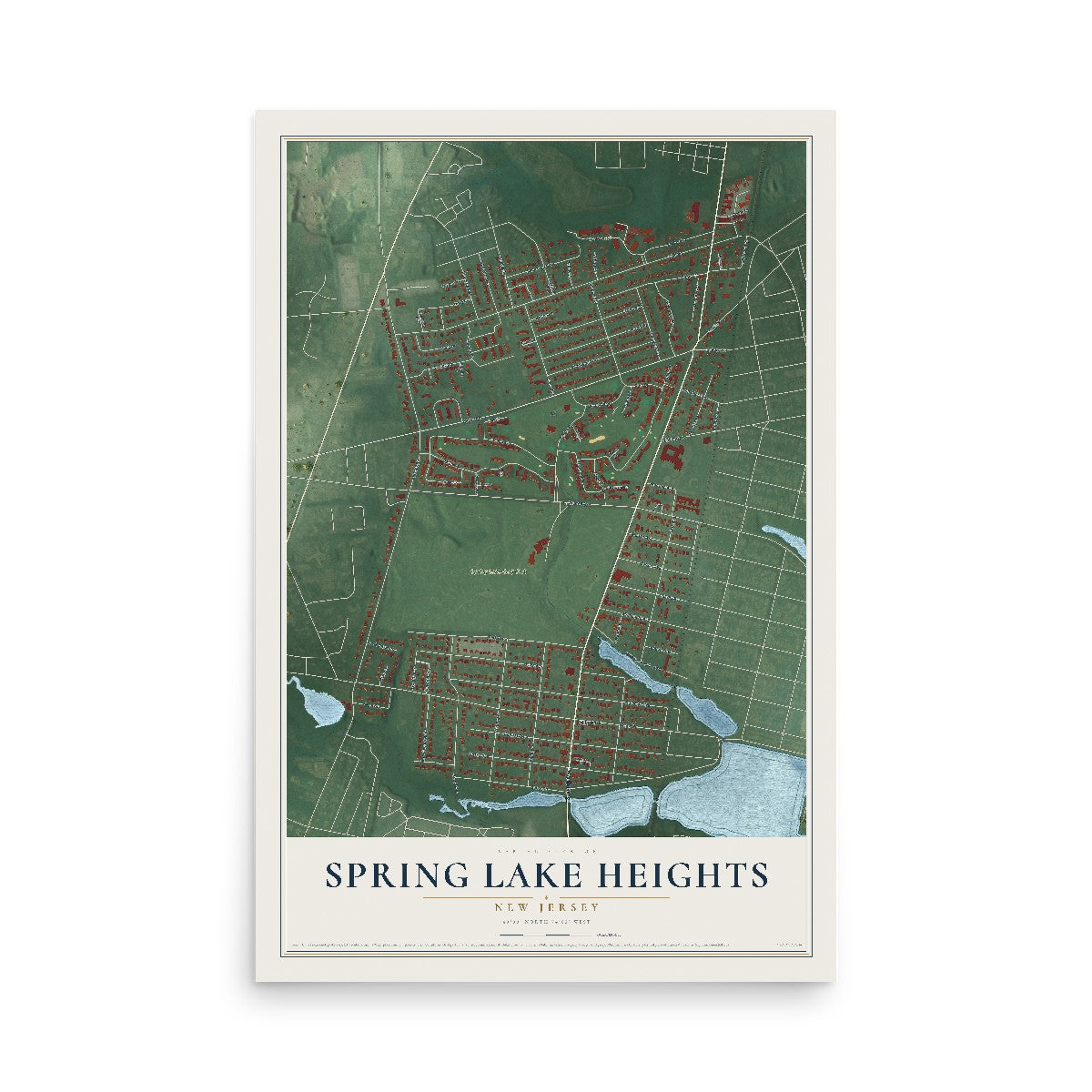 Map of Spring Lake Heights, New Jersey, 12 x 18 inch unframed archival matte print