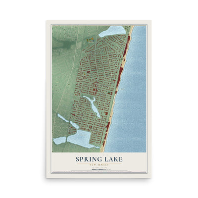 Spring Lake, New Jersey map print, 12" x 18" Archival Matte Print mockup