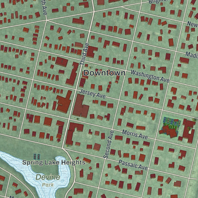 Close-up 1 of the Spring Lake, New Jersey map artwork