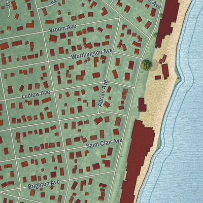 Close-up 2 of the Spring Lake, New Jersey map artwork