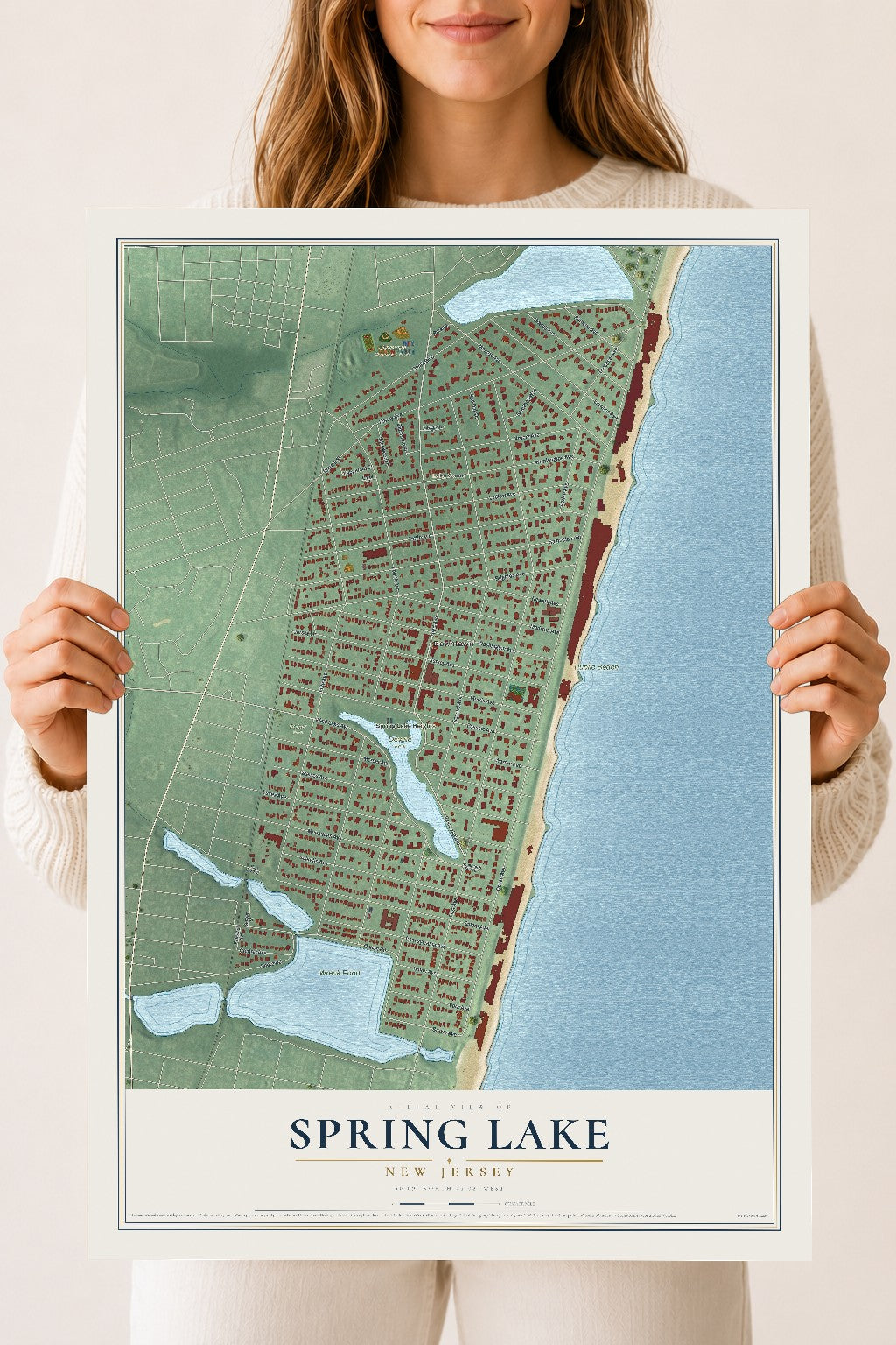 Spring Lake, New Jersey map print, 18" x 24" Archival Matte Print mockup