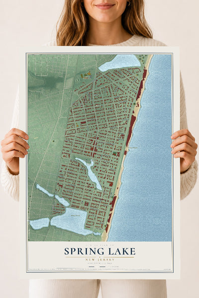 Spring Lake, New Jersey map print, 18" x 24" Archival Matte Print mockup