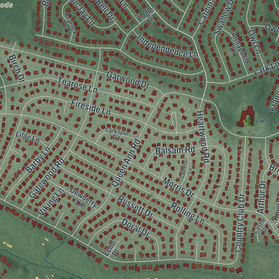Close-up of the map of Springdale, New Jersey print showing street and building detail