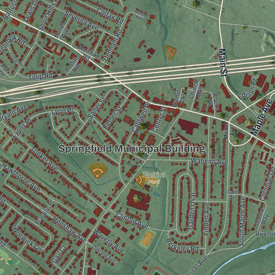 Close-up 1 of the Springfield, New Jersey map artwork