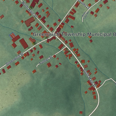 Close-up of the map of Stewartsville, New Jersey print showing street and building detail