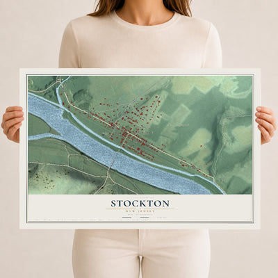 Map of Stockton, New Jersey, 12 x 18 inch unframed archival matte print