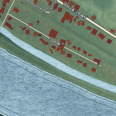Close-up of the map of Stockton, New Jersey print showing street and building detail