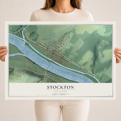 Map of Stockton, New Jersey, 18 x 24 inch unframed archival matte print