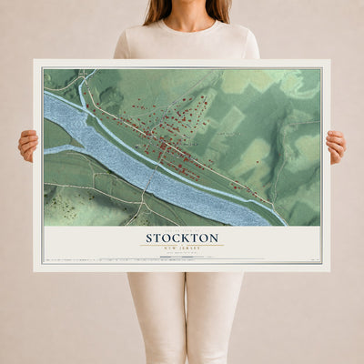 Map of Stockton, New Jersey, 24 x 36 inch unframed archival matte print