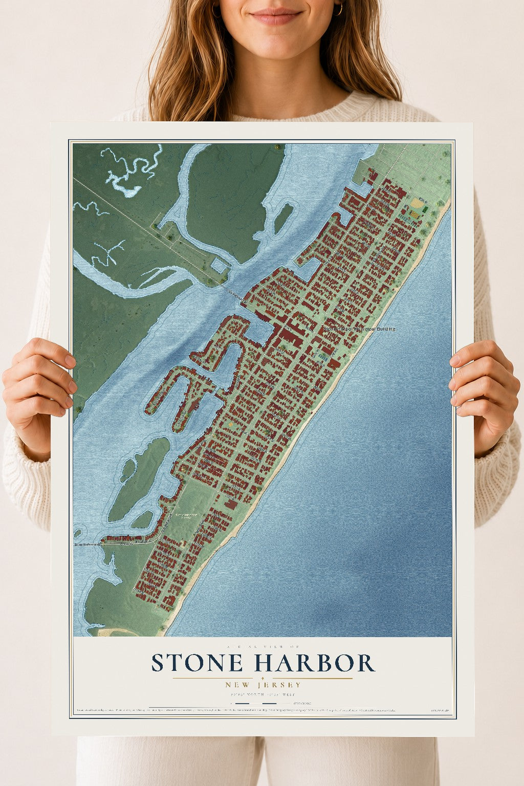 Stone Harbor, New Jersey map print, 18" x 24" Archival Matte Print mockup