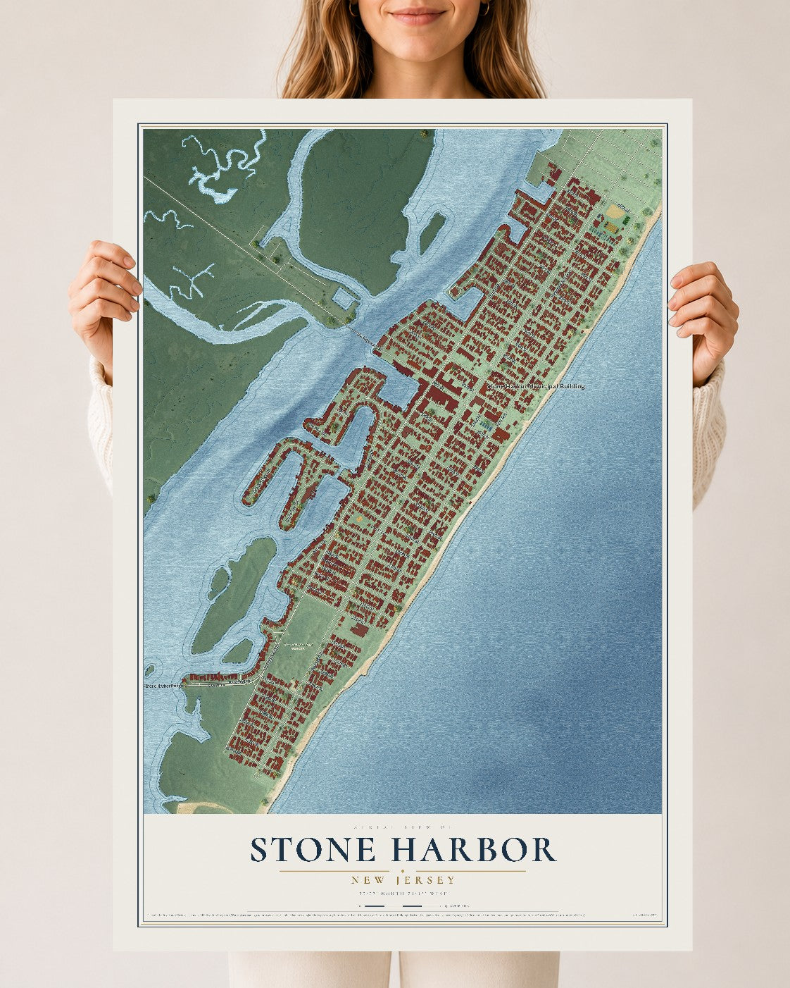 Stone Harbor, New Jersey map print, 24" x 36" Archival Matte Print mockup