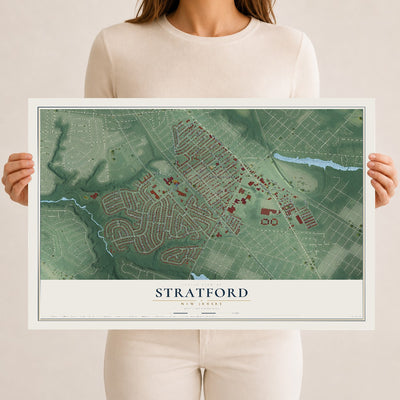 Stratford, New Jersey map print, 12" x 18" Archival Matte Print mockup