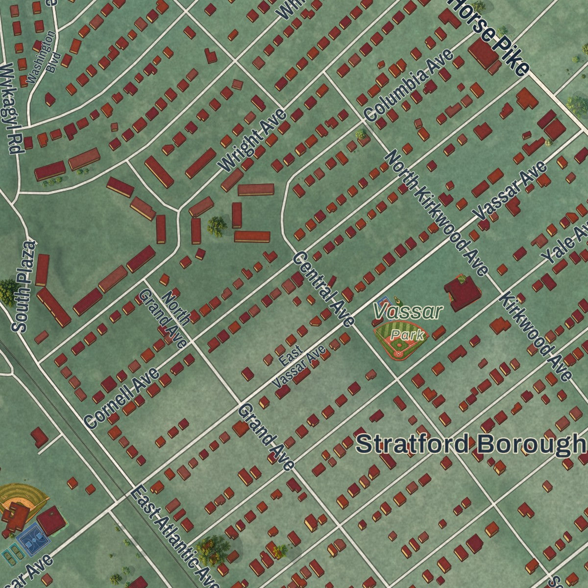 Close-up 1 of the Stratford, New Jersey map artwork