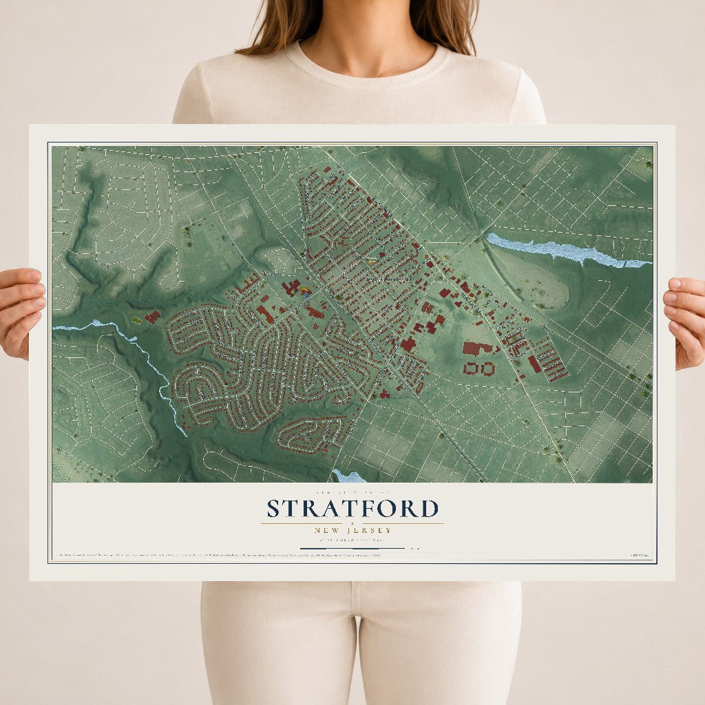 Stratford, New Jersey map print, 18" x 24" Archival Matte Print mockup