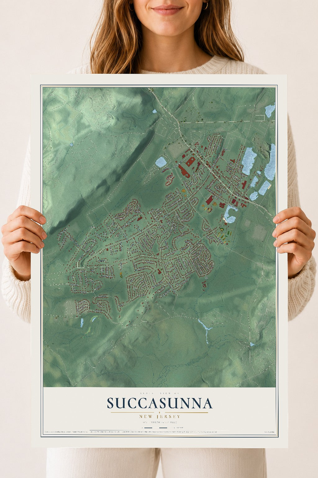 Succasunna, New Jersey map print, 18" x 24" Archival Matte Print mockup
