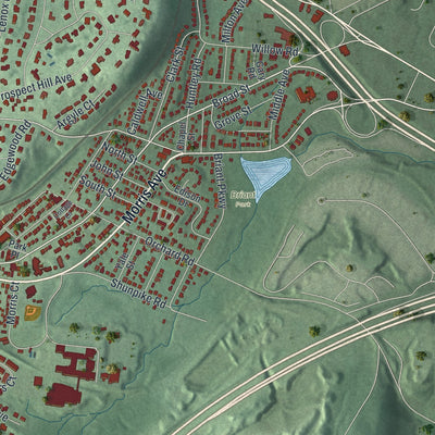 Close-up 2 of the Summit, New Jersey map artwork