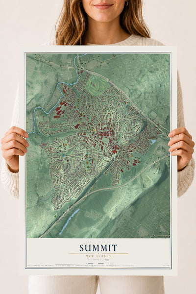 Summit, New Jersey map print, 18" x 24" Archival Matte Print mockup