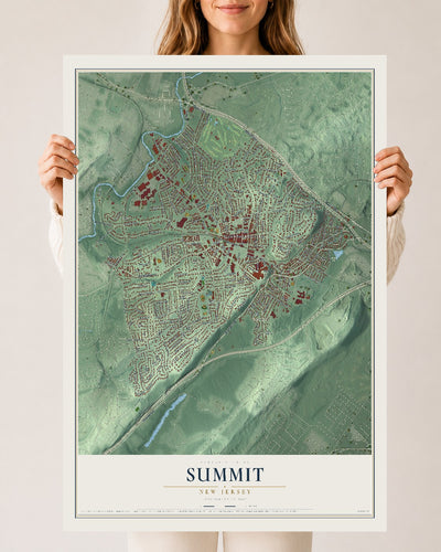 Summit, New Jersey map print, 24" x 36" Archival Matte Print mockup